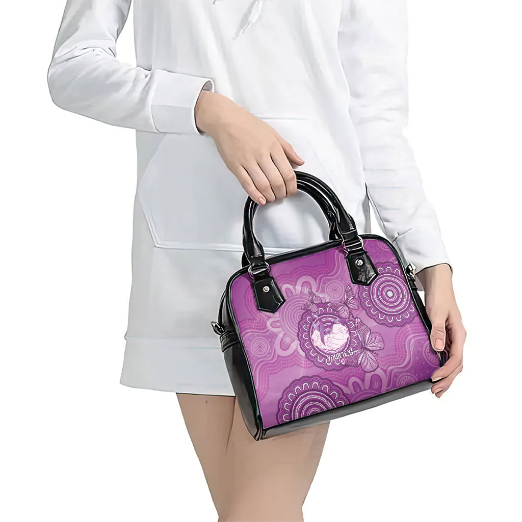 Australia Lupus Support Month Personalised Shoulder Handbag Warrior Purple Ribbon Butterflies Indigenous Art