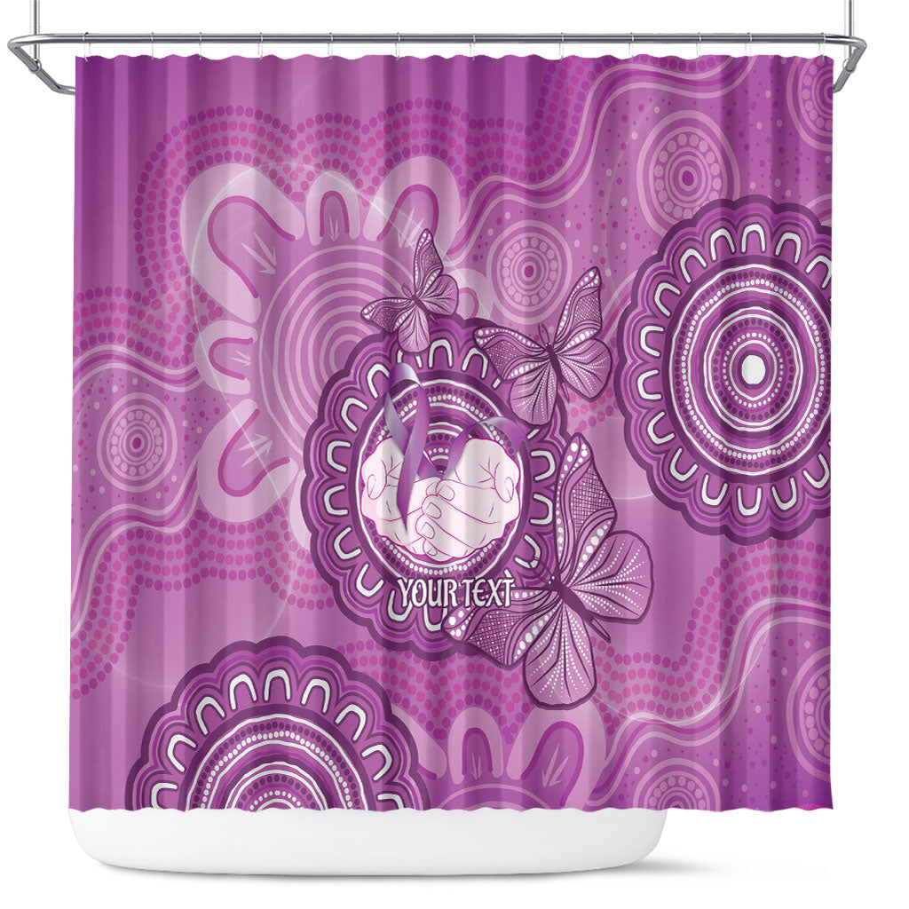 Australia Lupus Support Month Personalised Shower Curtain Warrior Purple Ribbon Butterflies Indigenous Art