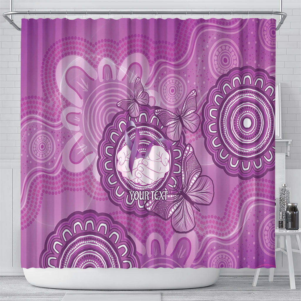 Australia Lupus Support Month Personalised Shower Curtain Warrior Purple Ribbon Butterflies Indigenous Art