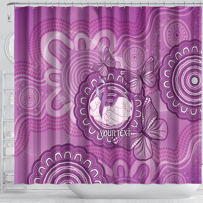 Australia Lupus Support Month Personalised Shower Curtain Warrior Purple Ribbon Butterflies Indigenous Art