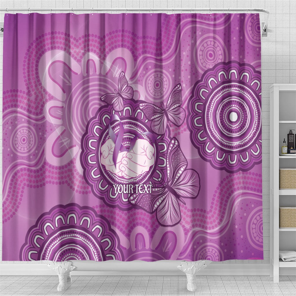 Australia Lupus Support Month Personalised Shower Curtain Warrior Purple Ribbon Butterflies Indigenous Art