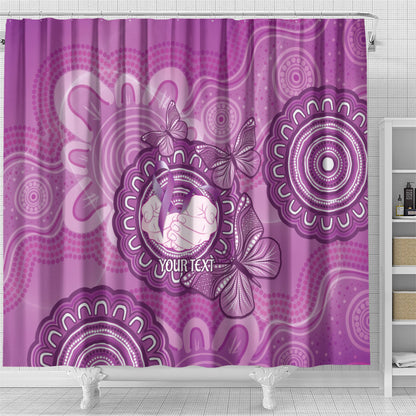 Australia Lupus Support Month Personalised Shower Curtain Warrior Purple Ribbon Butterflies Indigenous Art
