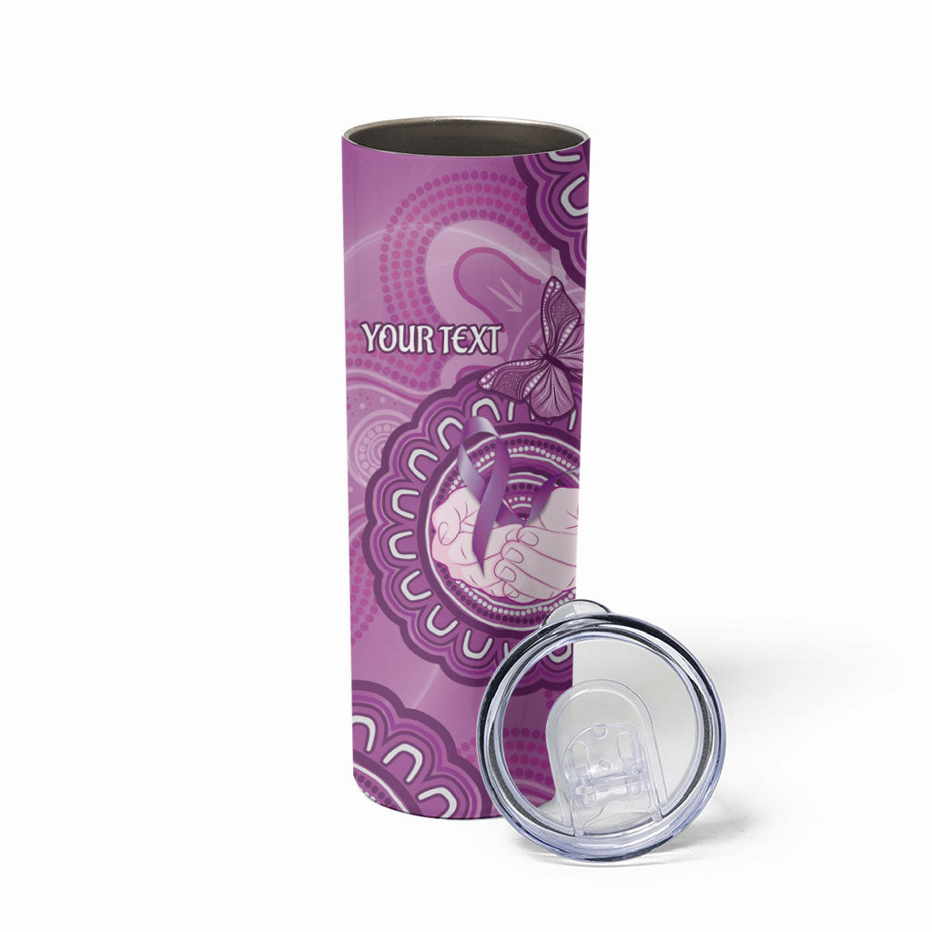 Australia Lupus Support Month Personalised Skinny Tumbler Warrior Purple Ribbon Butterflies Indigenous Art