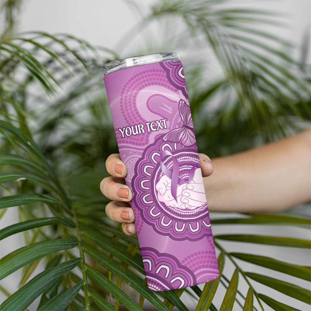 Australia Lupus Support Month Personalised Skinny Tumbler Warrior Purple Ribbon Butterflies Indigenous Art