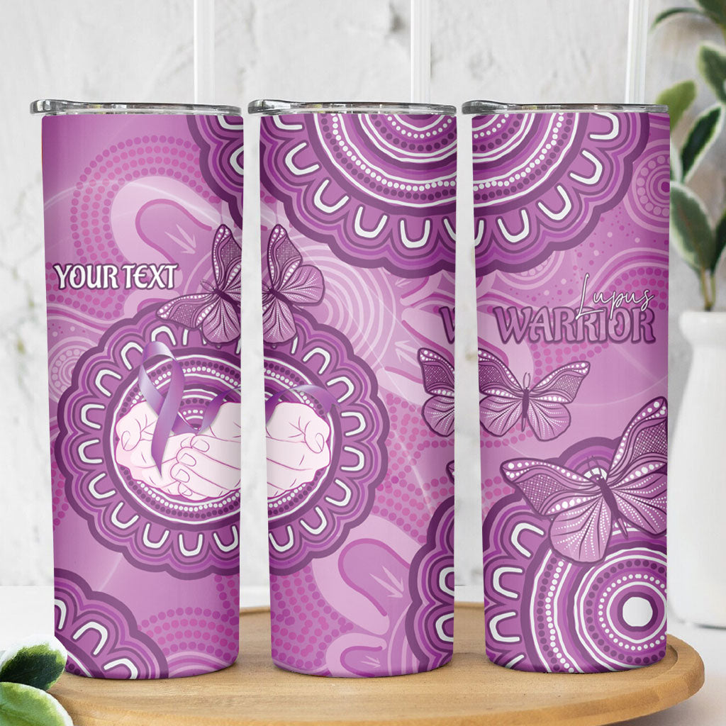 Australia Lupus Support Month Personalised Skinny Tumbler Warrior Purple Ribbon Butterflies Indigenous Art