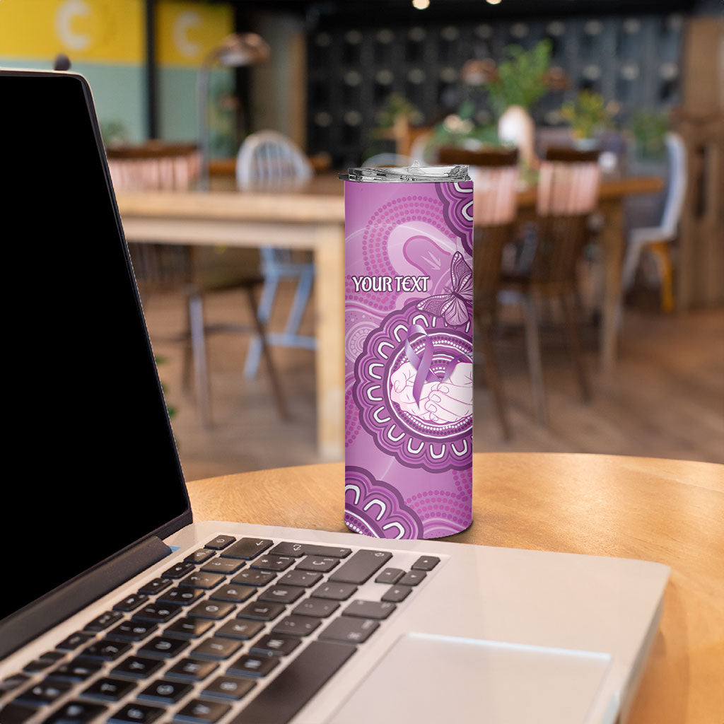 Australia Lupus Support Month Personalised Skinny Tumbler Warrior Purple Ribbon Butterflies Indigenous Art