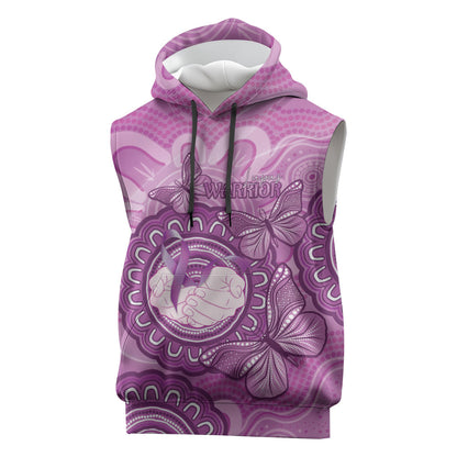 Australia Lupus Support Month Personalised Sleeveless Hoodie Warrior Purple Ribbon Butterflies Indigenous Art