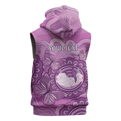 Australia Lupus Support Month Personalised Sleeveless Zip Hoodie Warrior Purple Ribbon Butterflies Indigenous Art