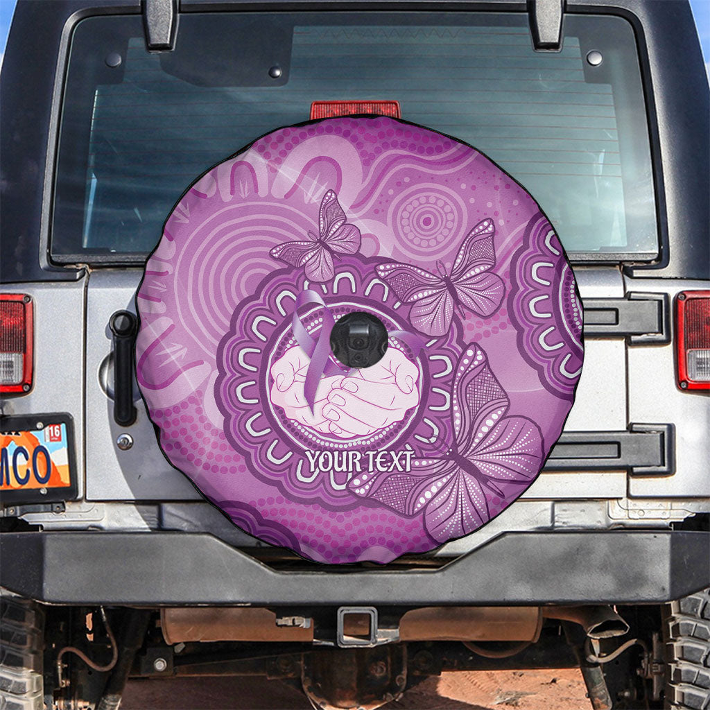 Australia Lupus Support Month Personalised Spare Tire Cover Warrior Purple Ribbon Butterflies Indigenous Art