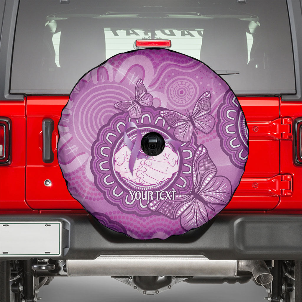 Australia Lupus Support Month Personalised Spare Tire Cover Warrior Purple Ribbon Butterflies Indigenous Art