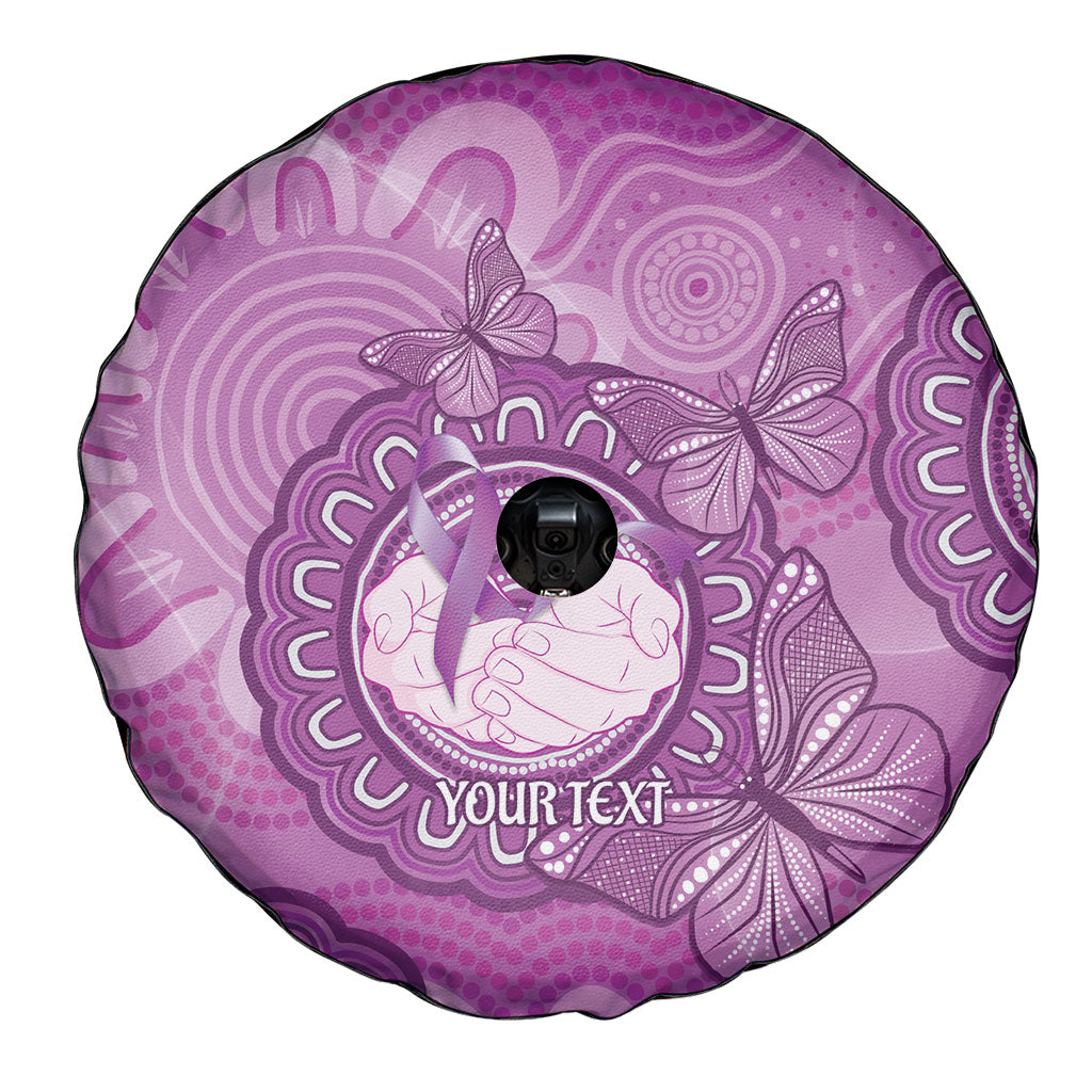 Australia Lupus Support Month Personalised Spare Tire Cover Warrior Purple Ribbon Butterflies Indigenous Art