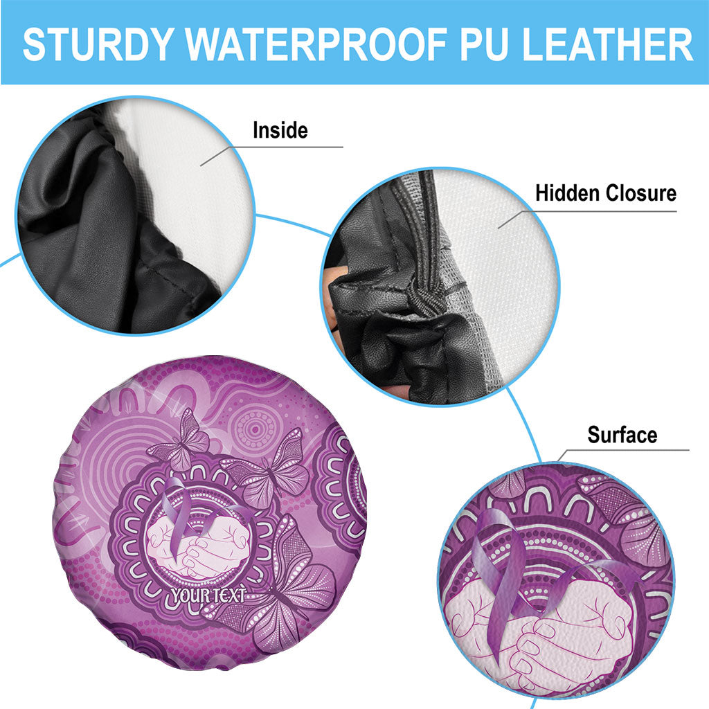 Australia Lupus Support Month Personalised Spare Tire Cover Warrior Purple Ribbon Butterflies Indigenous Art