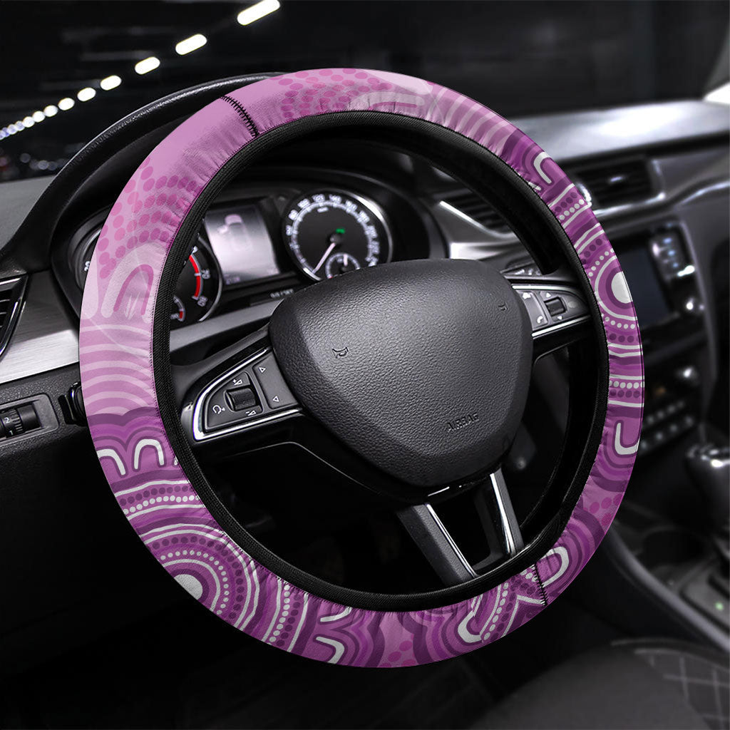 Australia Lupus Support Month Steering Wheel Cover Warrior Purple Ribbon Butterflies Indigenous Art