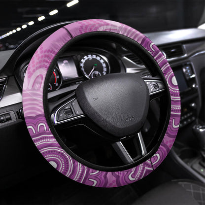 Australia Lupus Support Month Steering Wheel Cover Warrior Purple Ribbon Butterflies Indigenous Art