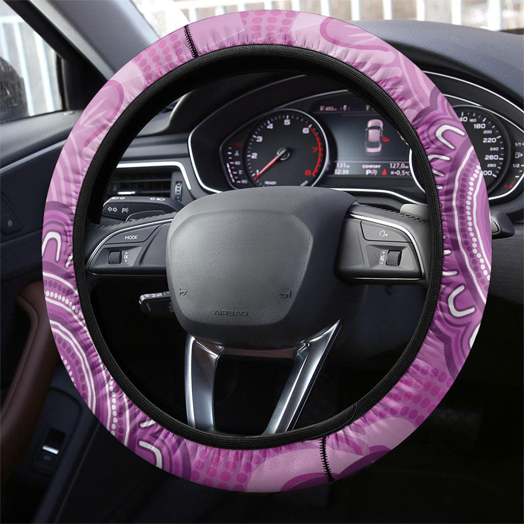 Australia Lupus Support Month Steering Wheel Cover Warrior Purple Ribbon Butterflies Indigenous Art