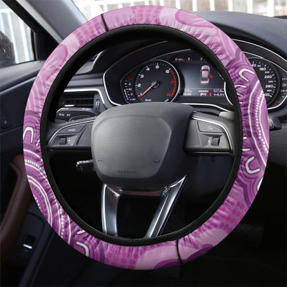 Australia Lupus Support Month Steering Wheel Cover Warrior Purple Ribbon Butterflies Indigenous Art