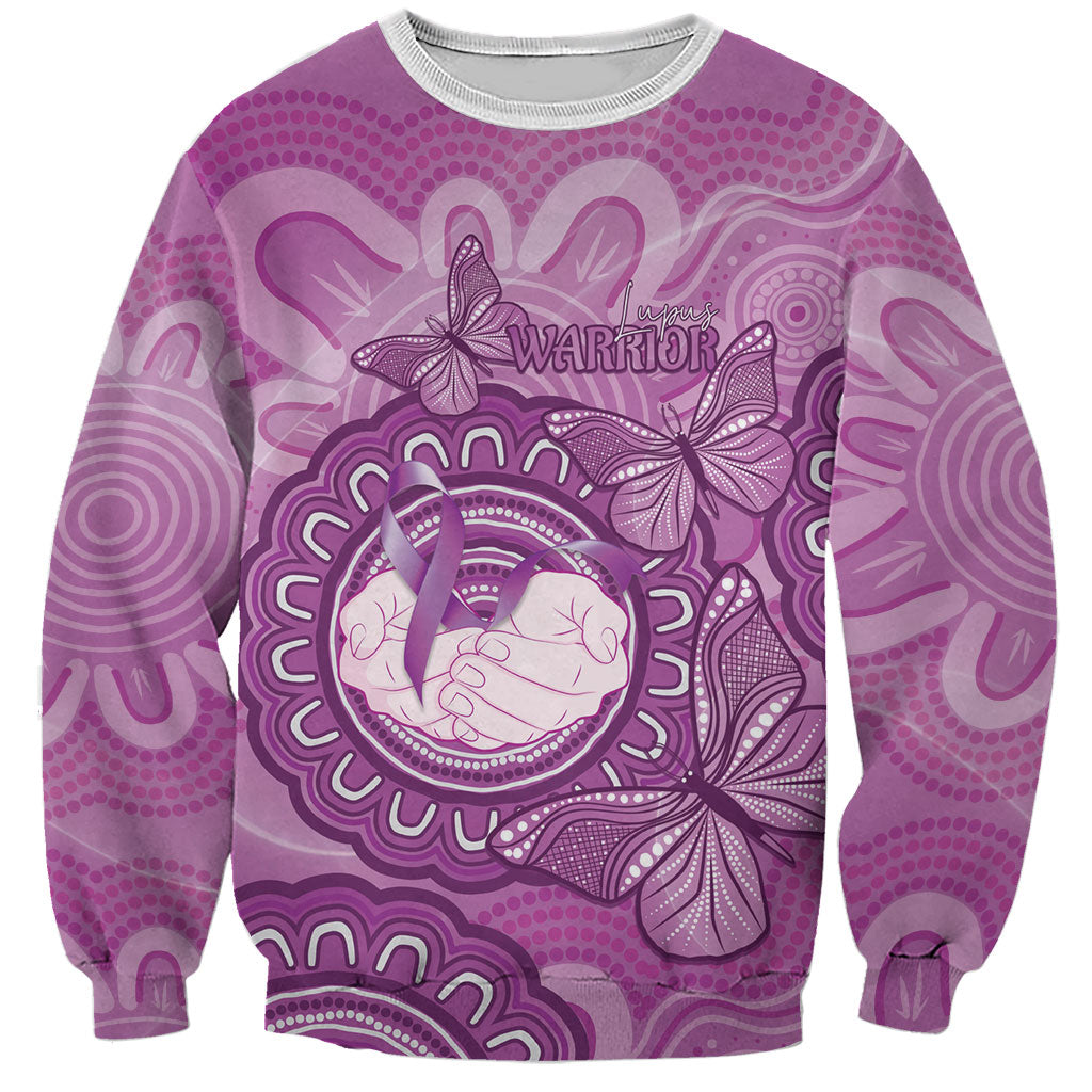Australia Lupus Support Month Personalised Sweatshirt Warrior Purple Ribbon Butterflies Indigenous Art