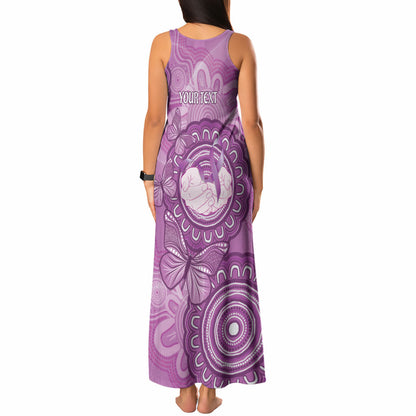 Australia Lupus Support Month Personalised Tank Maxi Dress Warrior Purple Ribbon Butterflies Indigenous Art