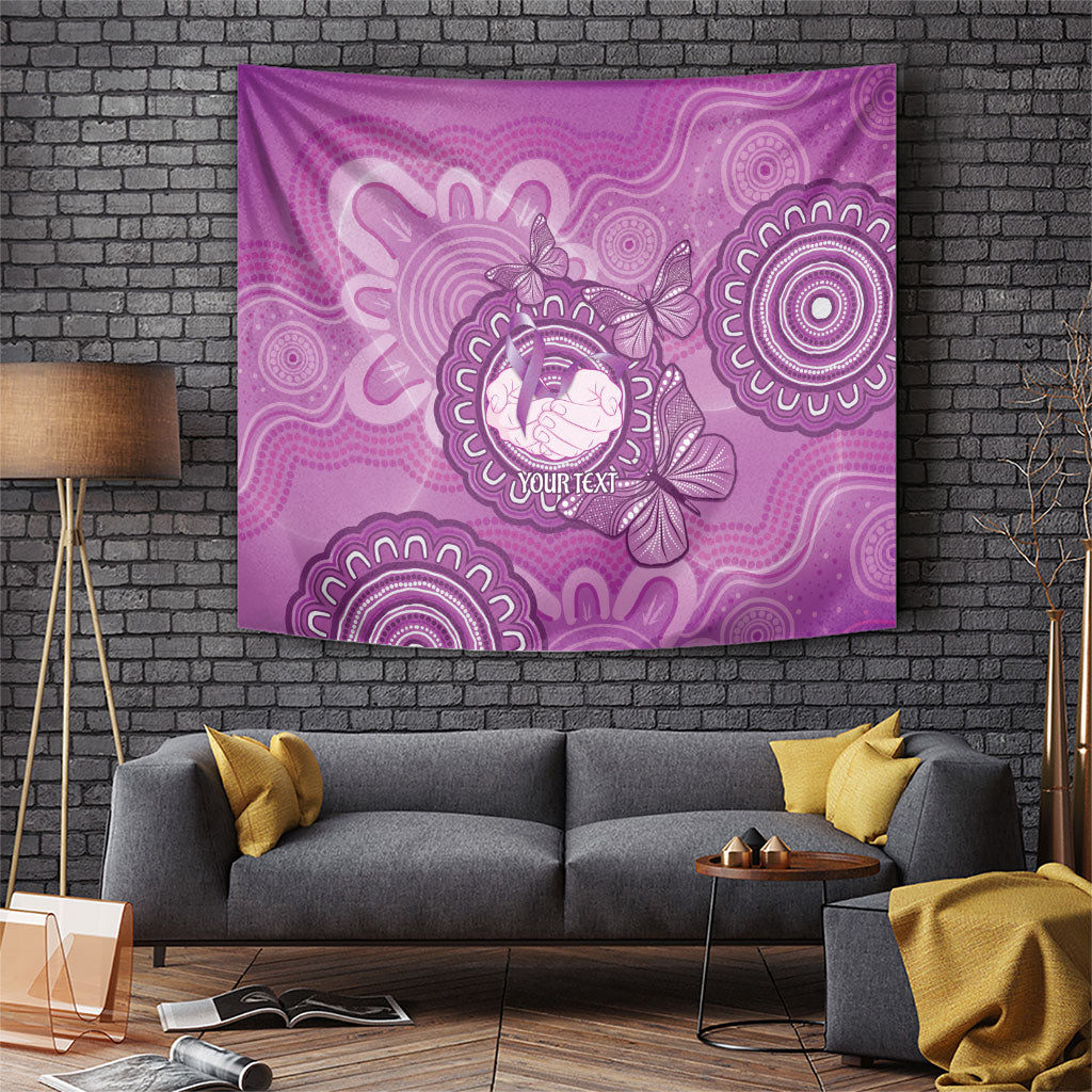 Australia Lupus Support Month Personalised Tapestry Warrior Purple Ribbon Butterflies Indigenous Art
