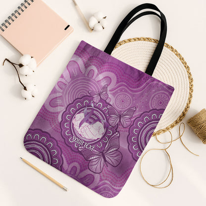 Australia Lupus Support Month Personalised Tote Bag Warrior Purple Ribbon Butterflies Indigenous Art
