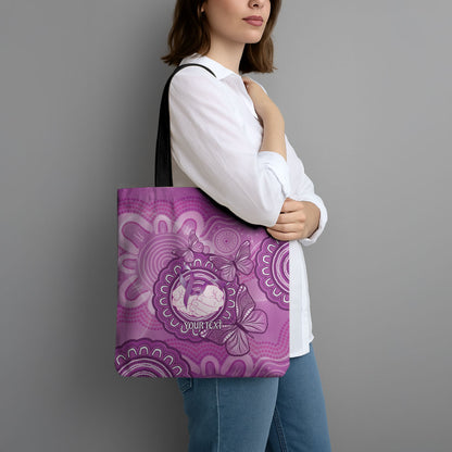 Australia Lupus Support Month Personalised Tote Bag Warrior Purple Ribbon Butterflies Indigenous Art