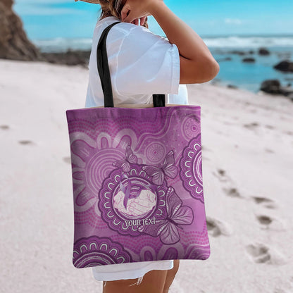 Australia Lupus Support Month Personalised Tote Bag Warrior Purple Ribbon Butterflies Indigenous Art