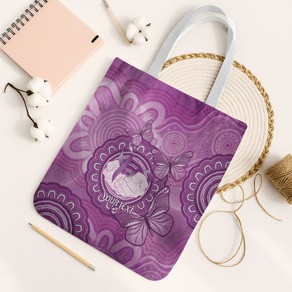 Australia Lupus Support Month Personalised Tote Bag Warrior Purple Ribbon Butterflies Indigenous Art