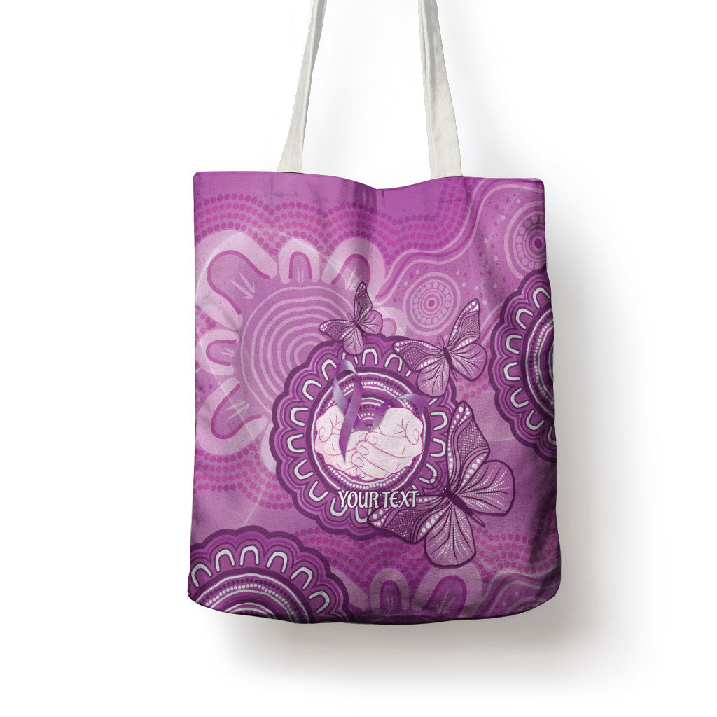 Australia Lupus Support Month Personalised Tote Bag Warrior Purple Ribbon Butterflies Indigenous Art