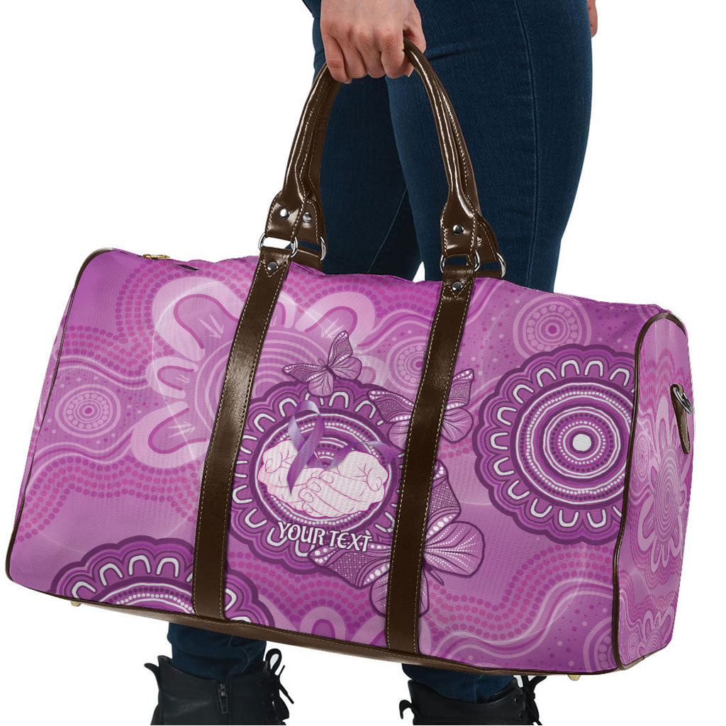 Australia Lupus Support Month Personalised Travel Bag Warrior Purple Ribbon Butterflies Indigenous Art