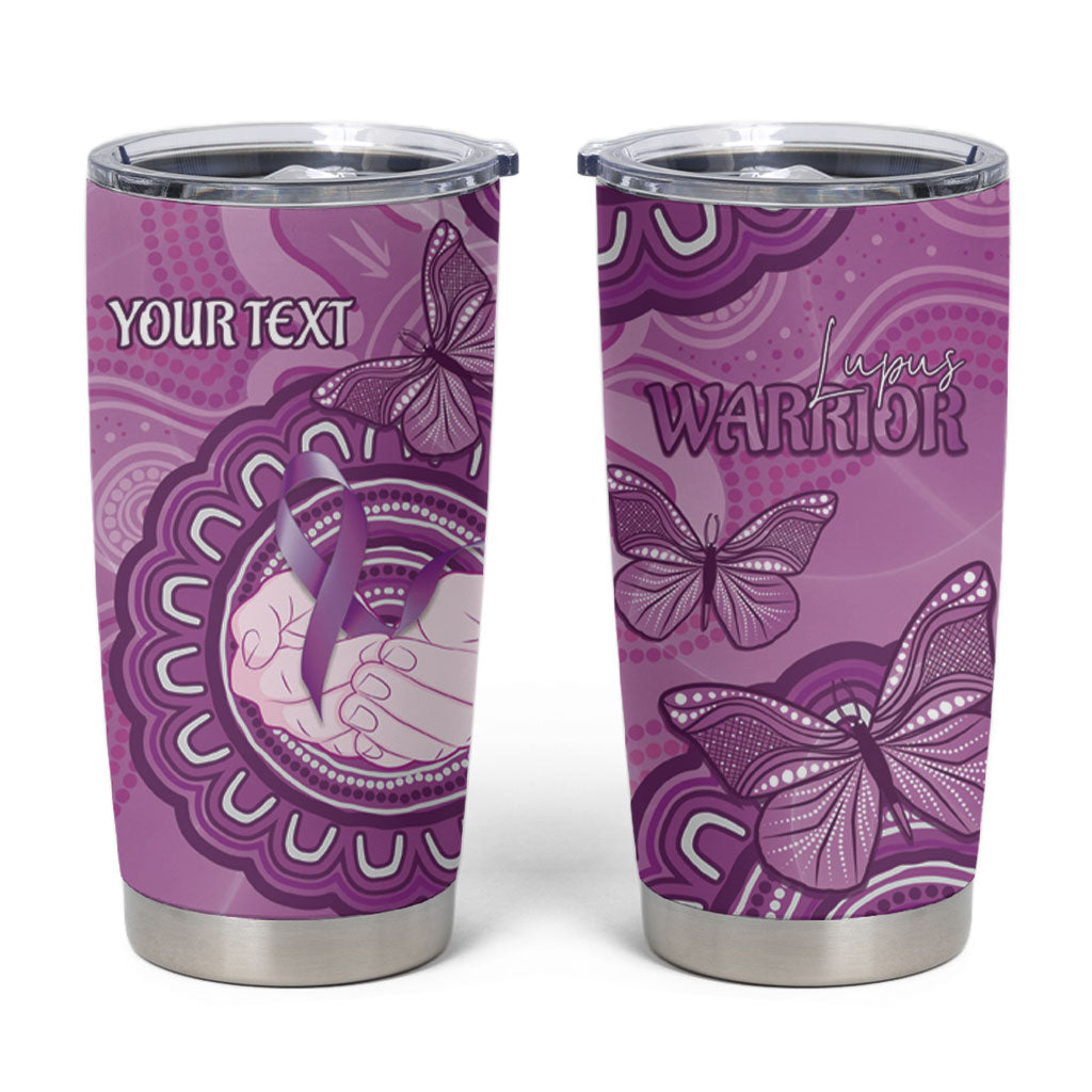 Australia Lupus Support Month Personalised Tumbler Cup Warrior Purple Ribbon Butterflies Indigenous Art