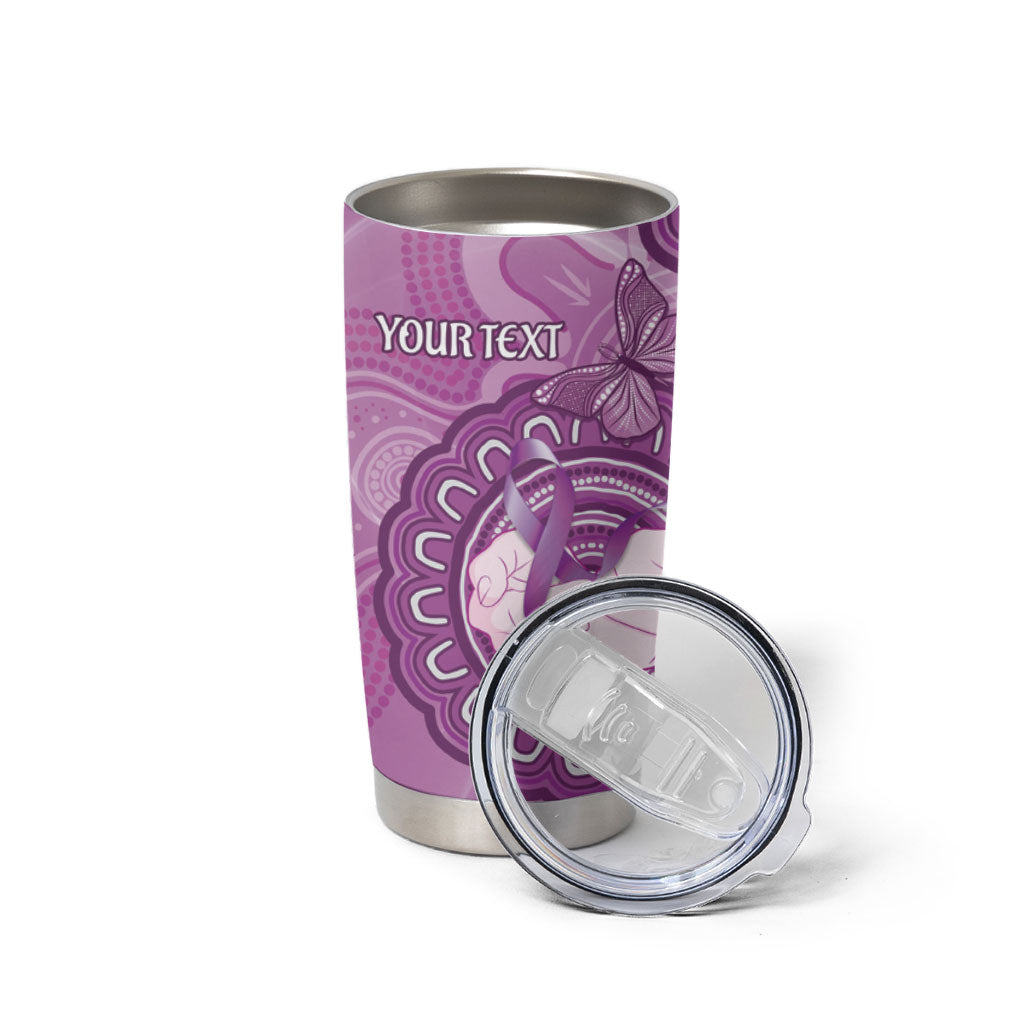 Australia Lupus Support Month Personalised Tumbler Cup Warrior Purple Ribbon Butterflies Indigenous Art