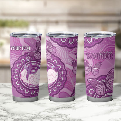 Australia Lupus Support Month Personalised Tumbler Cup Warrior Purple Ribbon Butterflies Indigenous Art