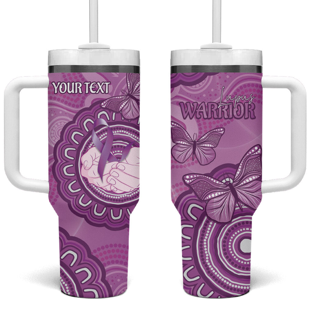 Australia Lupus Support Month Personalised Tumbler With Handle Warrior Purple Ribbon Butterflies Indigenous Art