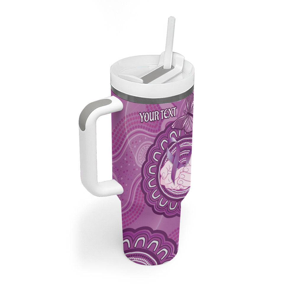 Australia Lupus Support Month Personalised Tumbler With Handle Warrior Purple Ribbon Butterflies Indigenous Art