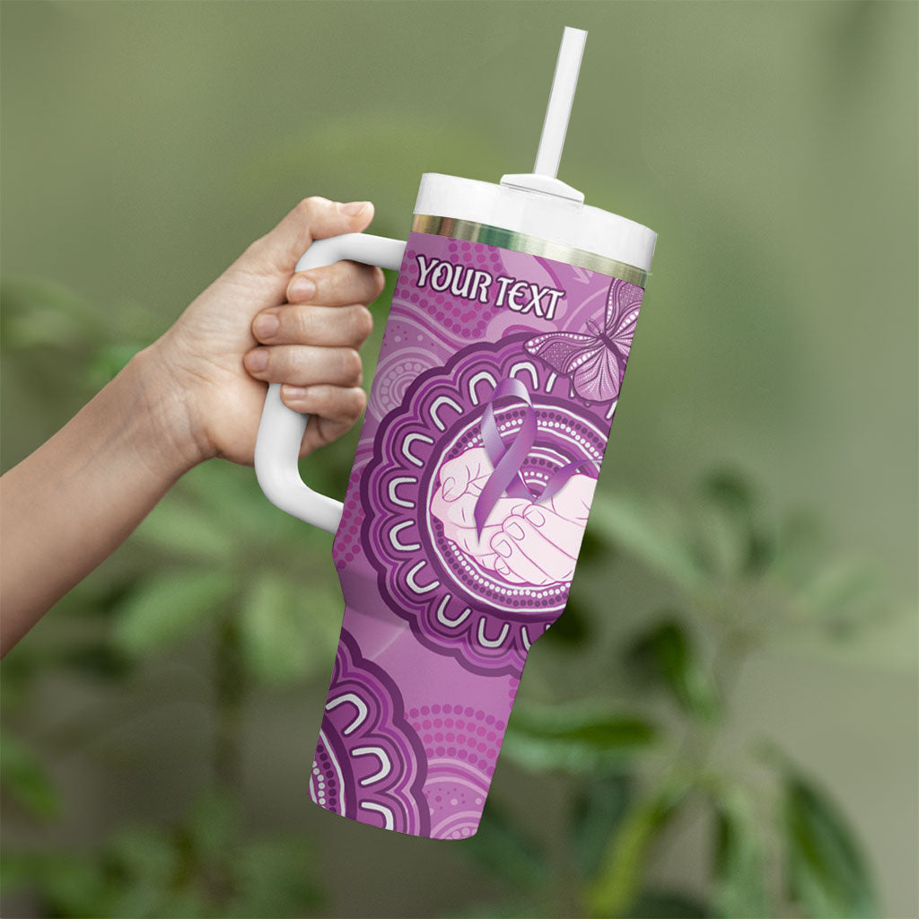 Australia Lupus Support Month Personalised Tumbler With Handle Warrior Purple Ribbon Butterflies Indigenous Art