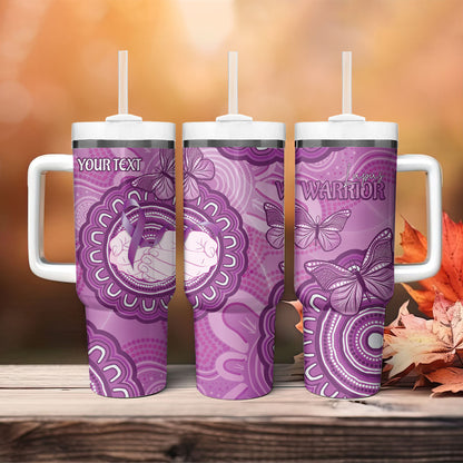 Australia Lupus Support Month Personalised Tumbler With Handle Warrior Purple Ribbon Butterflies Indigenous Art