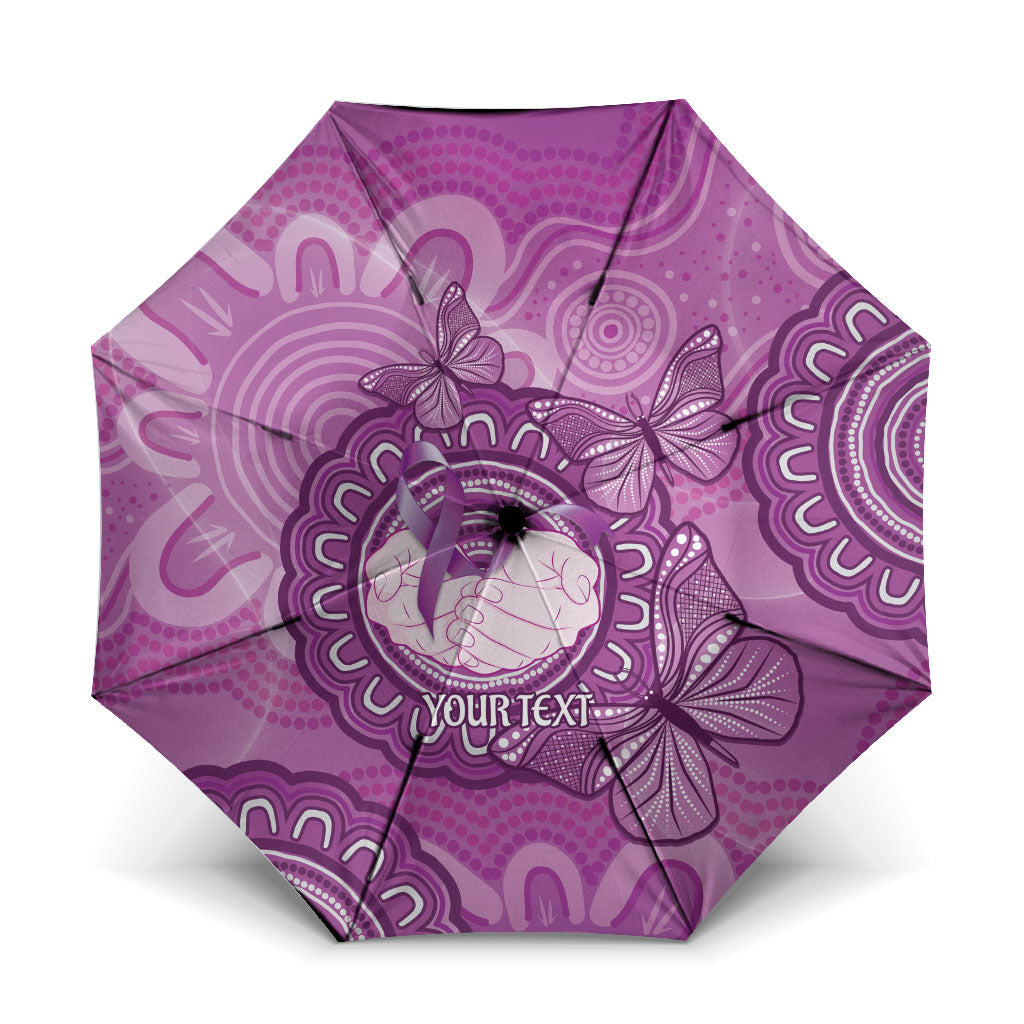 Australia Lupus Support Month Personalised Umbrella Warrior Purple Ribbon Butterflies Indigenous Art
