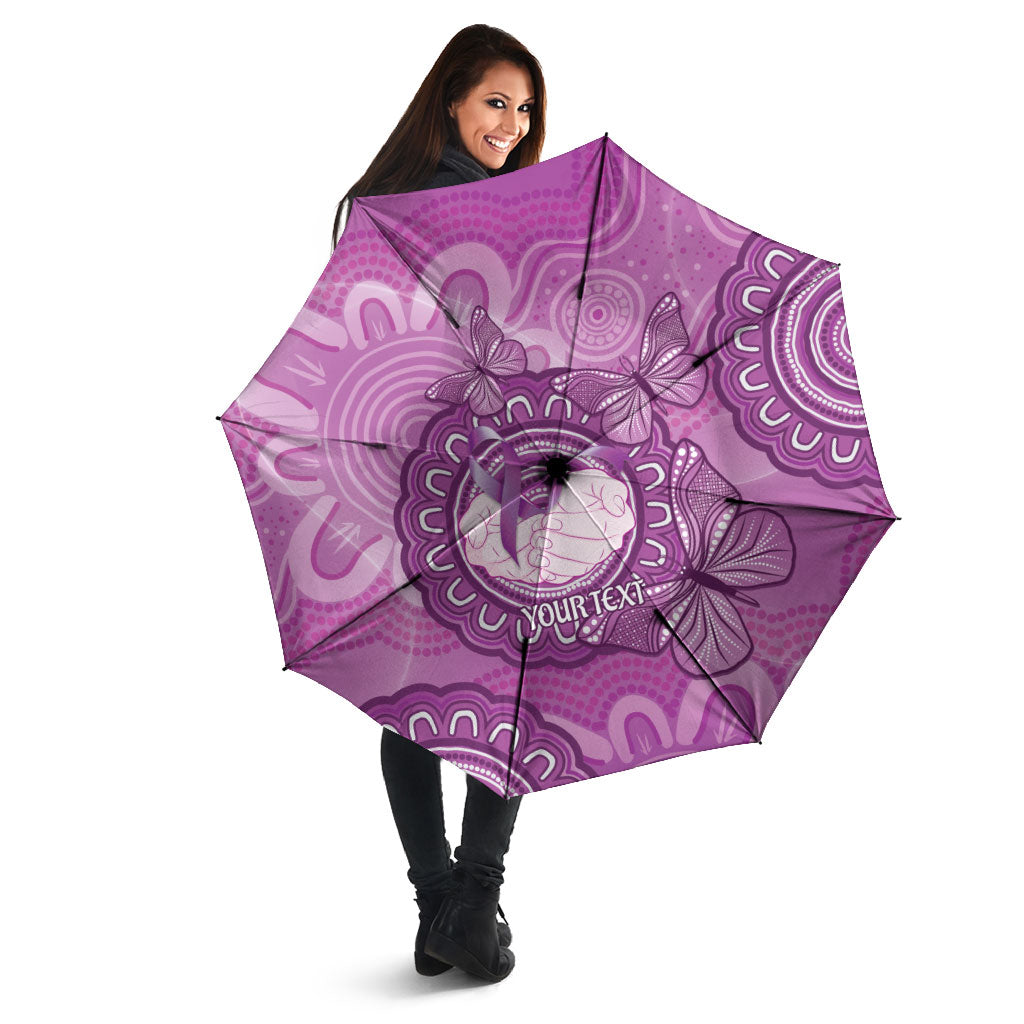 Australia Lupus Support Month Personalised Umbrella Warrior Purple Ribbon Butterflies Indigenous Art