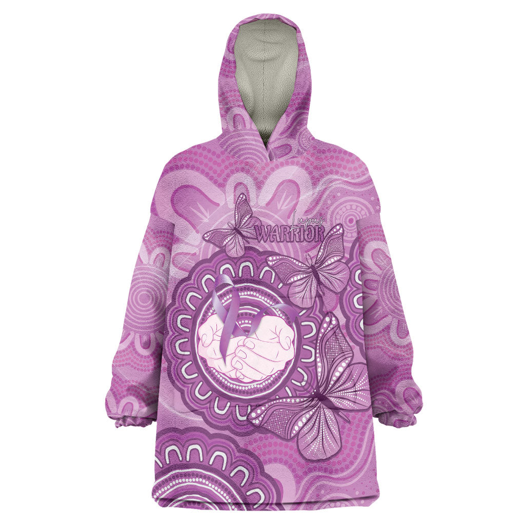Australia Lupus Support Month Personalised Wearable Blanket Hoodie Warrior Purple Ribbon Butterflies Indigenous Art