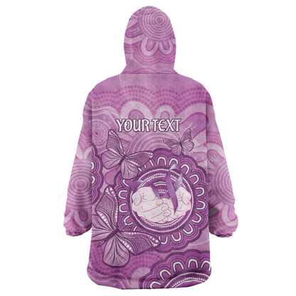 Australia Lupus Support Month Personalised Wearable Blanket Hoodie Warrior Purple Ribbon Butterflies Indigenous Art