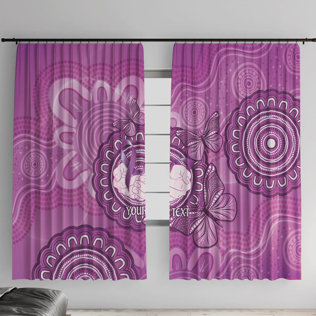 Australia Lupus Support Month Personalised Window Curtain Warrior Purple Ribbon Butterflies Indigenous Art