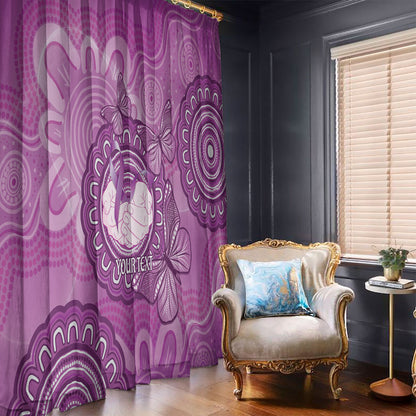 Australia Lupus Support Month Personalised Window Curtain Warrior Purple Ribbon Butterflies Indigenous Art