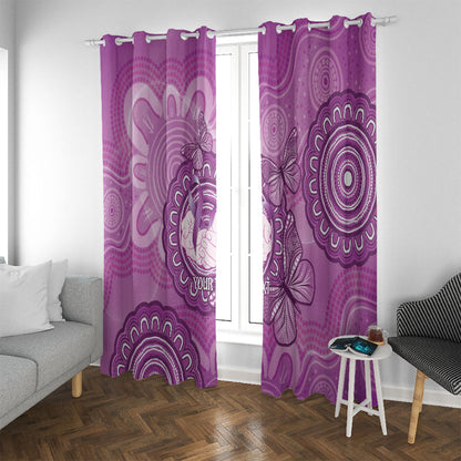 Australia Lupus Support Month Personalised Window Curtain Warrior Purple Ribbon Butterflies Indigenous Art