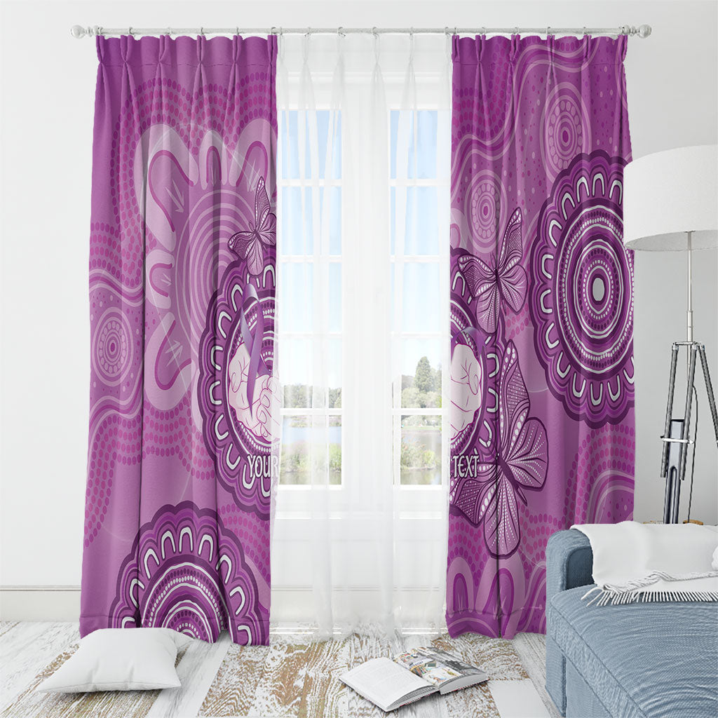 Australia Lupus Support Month Personalised Window Curtain Warrior Purple Ribbon Butterflies Indigenous Art