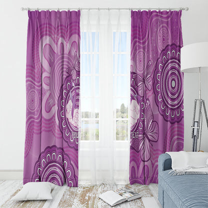 Australia Lupus Support Month Personalised Window Curtain Warrior Purple Ribbon Butterflies Indigenous Art