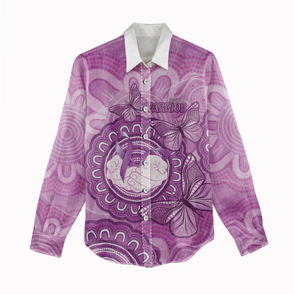 Australia Lupus Support Month Personalised Women Casual Shirt Warrior Purple Ribbon Butterflies Indigenous Art