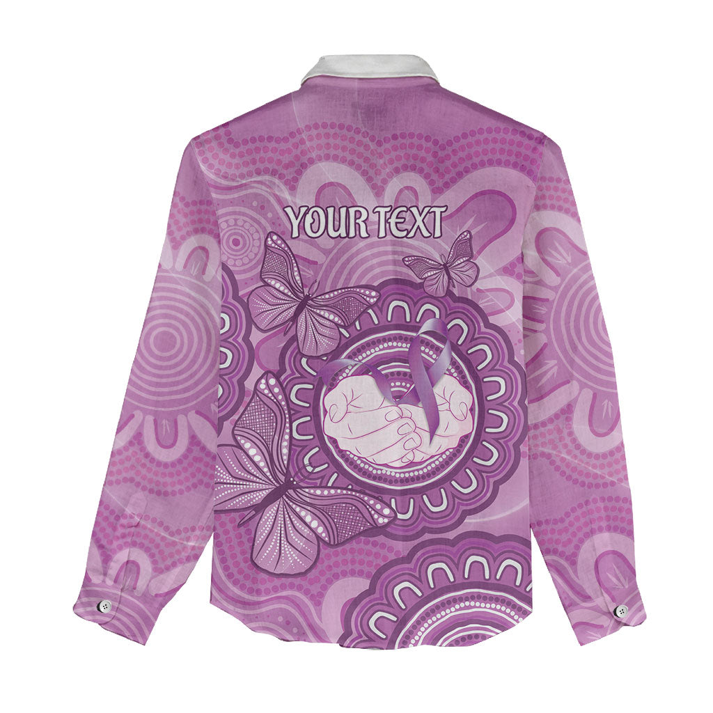Australia Lupus Support Month Personalised Women Casual Shirt Warrior Purple Ribbon Butterflies Indigenous Art