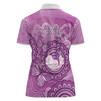 Australia Lupus Support Month Personalised Women Polo Shirt Warrior Purple Ribbon Butterflies Indigenous Art