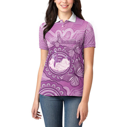 Australia Lupus Support Month Personalised Women Polo Shirt Warrior Purple Ribbon Butterflies Indigenous Art