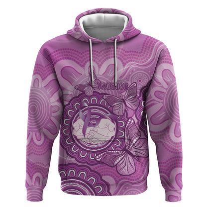 Australia Lupus Support Month Personalised Zip Hoodie Warrior Purple Ribbon Butterflies Indigenous Art